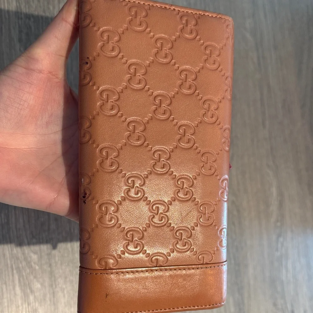 Gucci Guccissima Leather Continental Wallet Y2K Vintage Authentic Tan GG Logo - Picture 6 of 6